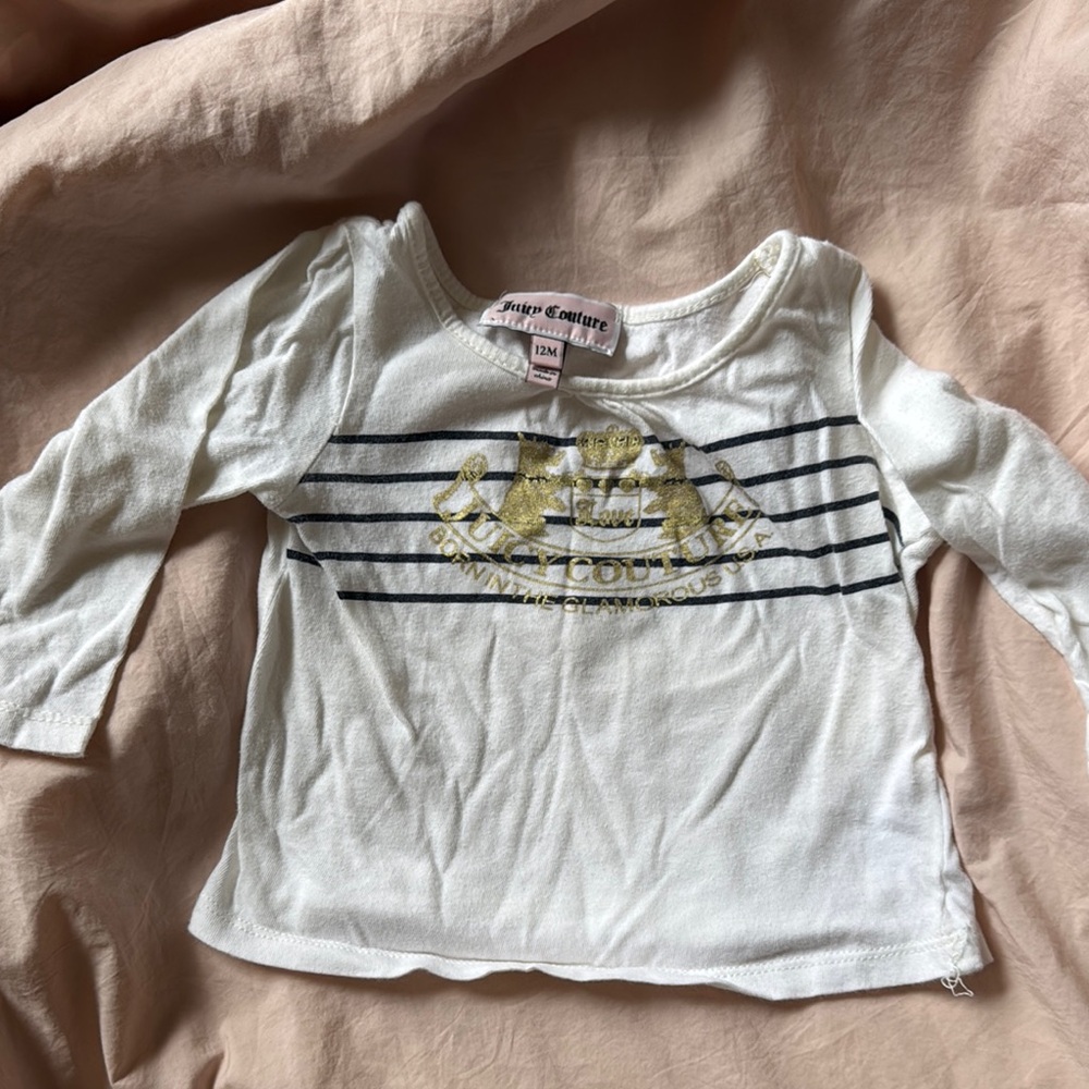 Juicy Couture White and Gold Long Sleeve Tee 12 month